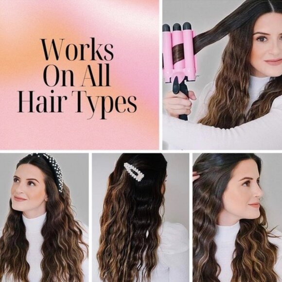 Allure 3 Barrel Curling Iron Hair Crimper: Dual Voltage Three Barrels Hair Waver - Picture 3 of 11